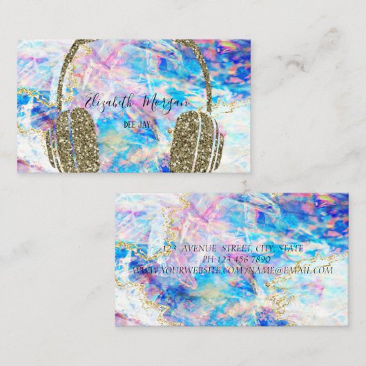 Carte De Visite Élégant Holographique Opal Parties scintillant cas (Devant / Derrière)