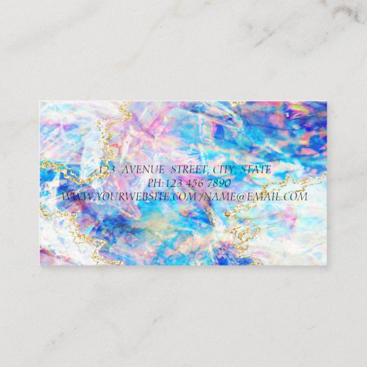 Carte De Visite Élégant Holographique Opal Parties scintillant cas (Dos)