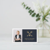 Carte De Visite Élégant immobilier professionnel White & Navy (Debout devant)