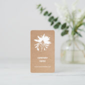 Carte De Visite Élégant imprimé Kraft blanc floral (Debout devant)