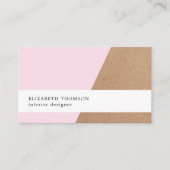 Carte De Visite Élégant imprimé Rose Kraft géométrique (Devant)