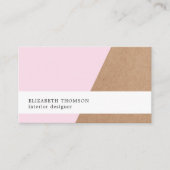 Carte De Visite Élégant imprimé Rose Kraft géométrique (Devant)