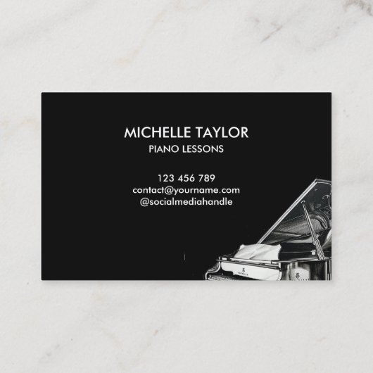 Carte De Visite Élégant instructeur de piano Musique Enseignant Pi (Dos)