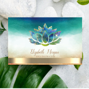 Carte De Visite Élégant instructeur de yoga Blue Lotus