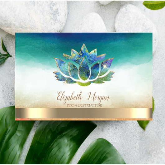 Carte De Visite Élégant instructeur de yoga Blue Lotus