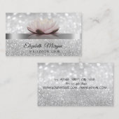 Carte De Visite Élégant instructeur de Yoga Fleur Lotus Bokeh Silv (Devant / Derrière)
