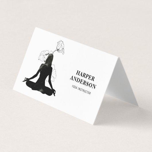 Carte De Visite Élégant instructeur de yoga | Floral minimal (Devant)