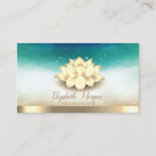 Carte De Visite Élégant instructeur de Yoga Gold Lotus Aquarelle
