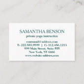 Carte De Visite Élégant instructeur de Yoga Lotus Bleu & Or (Dos)
