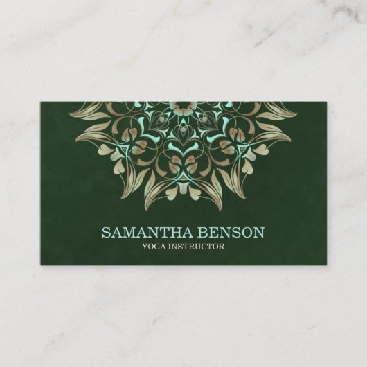 Carte De Visite Élégant instructeur de Yoga Lotus Bleu & Or (Devant)