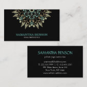 Carte De Visite Élégant instructeur de Yoga Lotus Bleu & Or (Devant / Derrière)