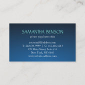 Carte De Visite Élégant instructeur de Yoga Lotus Bleu & Or (Dos)
