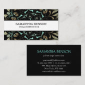 Carte De Visite Élégant instructeur de Yoga Lotus Bleu & Or (Devant / Derrière)