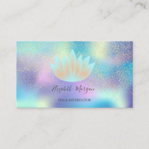 Carte De Visite Élégant instructeur de Yoga Lotus Confetti Hologra