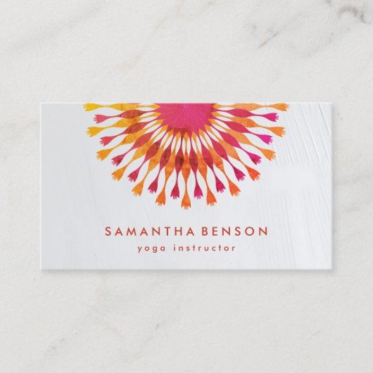 Carte De Visite Élégant instructeur de Yoga Marbre blanc à fleurs  (Devant)