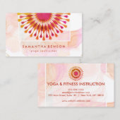 Carte De Visite Élégant instructeur de Yoga Marbre blanc à fleurs  (Devant / Derrière)