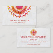 Carte De Visite Élégant instructeur de Yoga Marbre blanc à fleurs (Devant / Derrière)