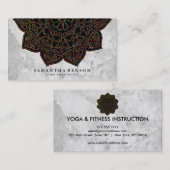 Carte De Visite Élégant instructeur de Yoga Marbre blanc à fleurs  (Devant / Derrière)