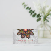 Carte De Visite Élégant instructeur de Yoga Marbre blanc à fleurs  (Debout devant)