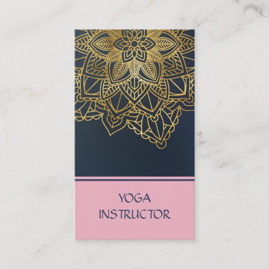 Carte De Visite Élégant instructeur de yoga noir blanc floral Mand (Devant)
