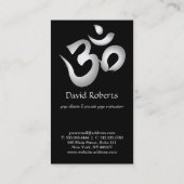 Carte De Visite Élégant instructeur de yoga noir blanc floral Mand (Dos)