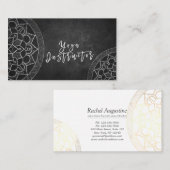 Carte De Visite Élégant instructeur de yoga noir blanc or Mandala (Devant / Derrière)