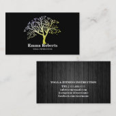 Carte De Visite Élégant instructeur de Yoga Rose Gold Tree (Devant / Derrière)