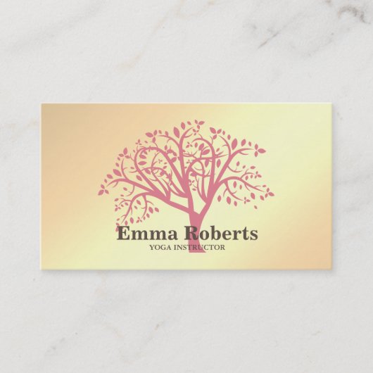 Carte De Visite Élégant instructeur de Yoga Rose Gold Tree (Devant)