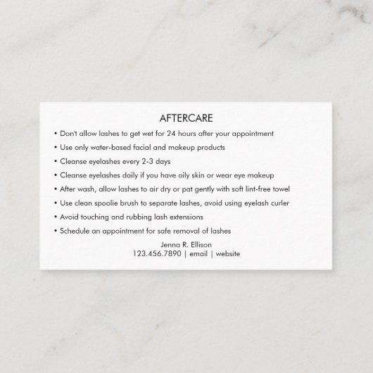 Carte De Visite Élégant instructions minimales pour les soins post (Dos)