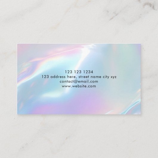 Carte De Visite Elegant Iridescent Blue Purple Holographic (Dos)