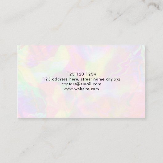 Carte De Visite Elégant Iridescente Holographic Event Planner (Dos)