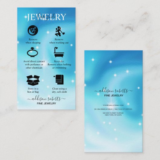 Carte De Visite Elégant Iridescente Holographique Bijoux soins (Devant / Derrière)