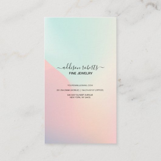 Carte De Visite Elégant Iridescente Holographique Bijoux soins Bu (Dos)