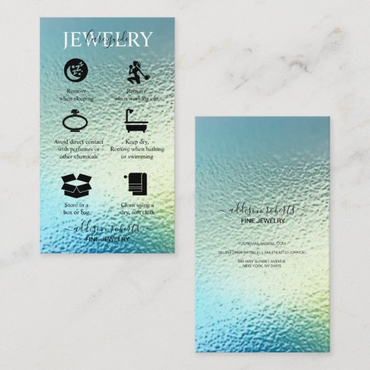 Carte De Visite Elégant Iridescente Holographique Bijoux Soins Bus (Devant / Derrière)