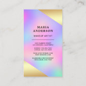 Carte De Visite Elégant Iridescente Holographique maquillage Artis (Dos)