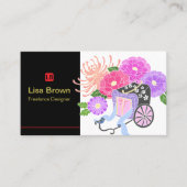 Carte De Visite Elegant Japanese Flower Design Business Card (Devant)