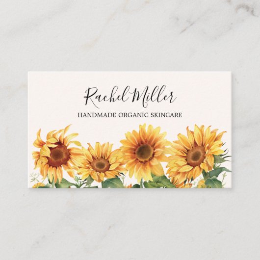 Carte De Visite Elégant Jardin de tournesol jaune rustique (Devant)