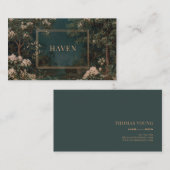 Carte De Visite Elégant Jardin Nocturne Floral Gold Frame (Devant / Derrière)