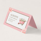 Carte De Visite Elégant Jardin rose En vichy aquarelle (Devant)