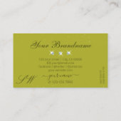 Carte De Visite Élégant Jaune Olive Vert Épargne Bijoux Initiales (Dos)