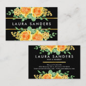 Carte De Visite Elégant Jaune Orange Rose cheveux et maquillage (Devant / Derrière)