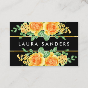 Carte De Visite Elégant Jaune Orange Rose cheveux et maquillage