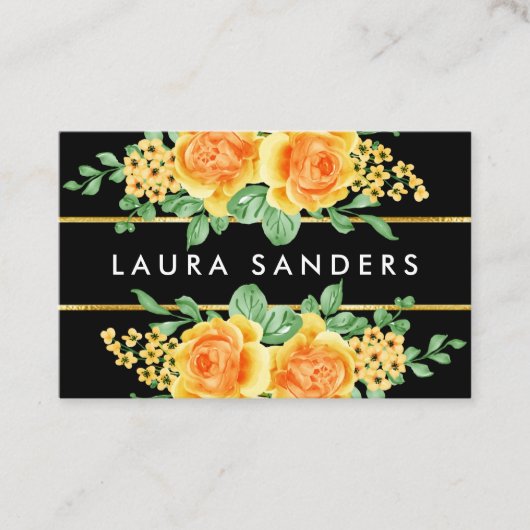 Carte De Visite Elégant Jaune Orange Rose cheveux et maquillage (Devant)