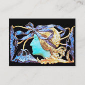 CARTE DE VISITE ELÉGANT JEWEL DE BEAUTÉ FEMME /LADY, BOW BLEU, FLE (Dos)