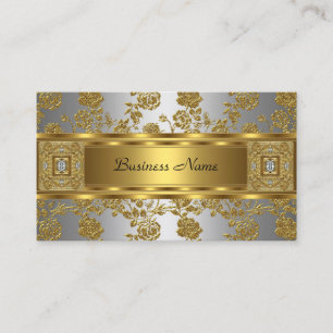 Carte De Visite Élégant Joyau d'argent gris or floral