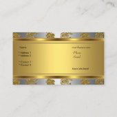 Carte De Visite Élégant Joyau d'argent gris or floral (Dos)