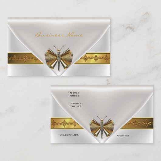 Carte De Visite Élégant Joyau de libellule Clutch or blanc Purge (Devant / Derrière)