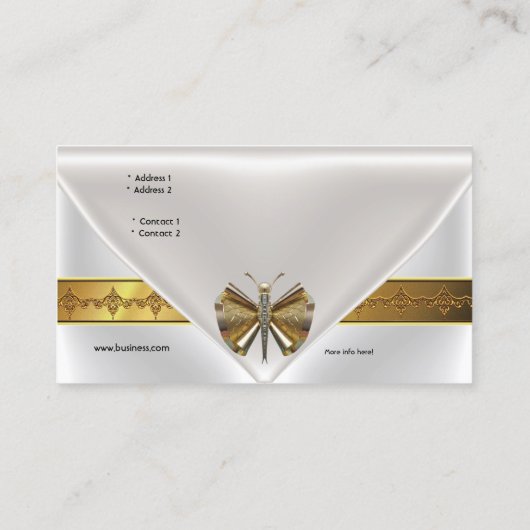 Carte De Visite Élégant Joyau de libellule Clutch or blanc Purge (Dos)