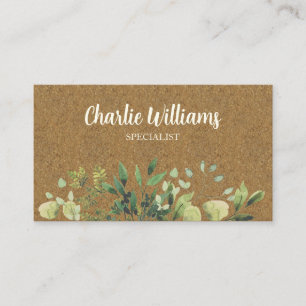 Carte De Visite Elégant kraft feuille vert botanique