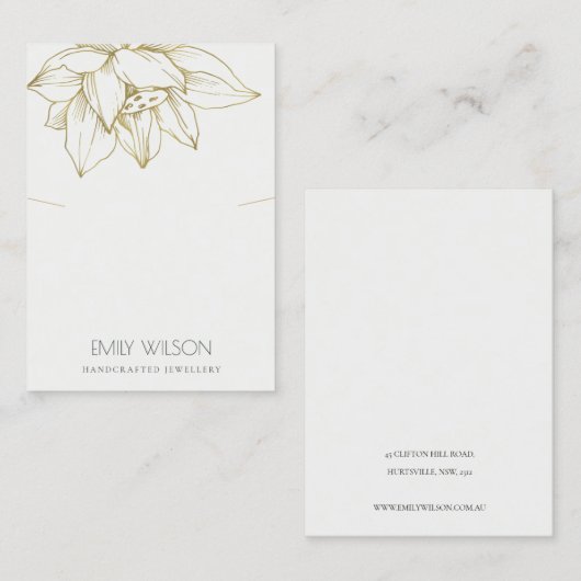 CARTE DE VISITE ÉLÉGANT LAIT GRIS OR LOTUS SIMPLE ÉCRAN (Devant / Derrière)